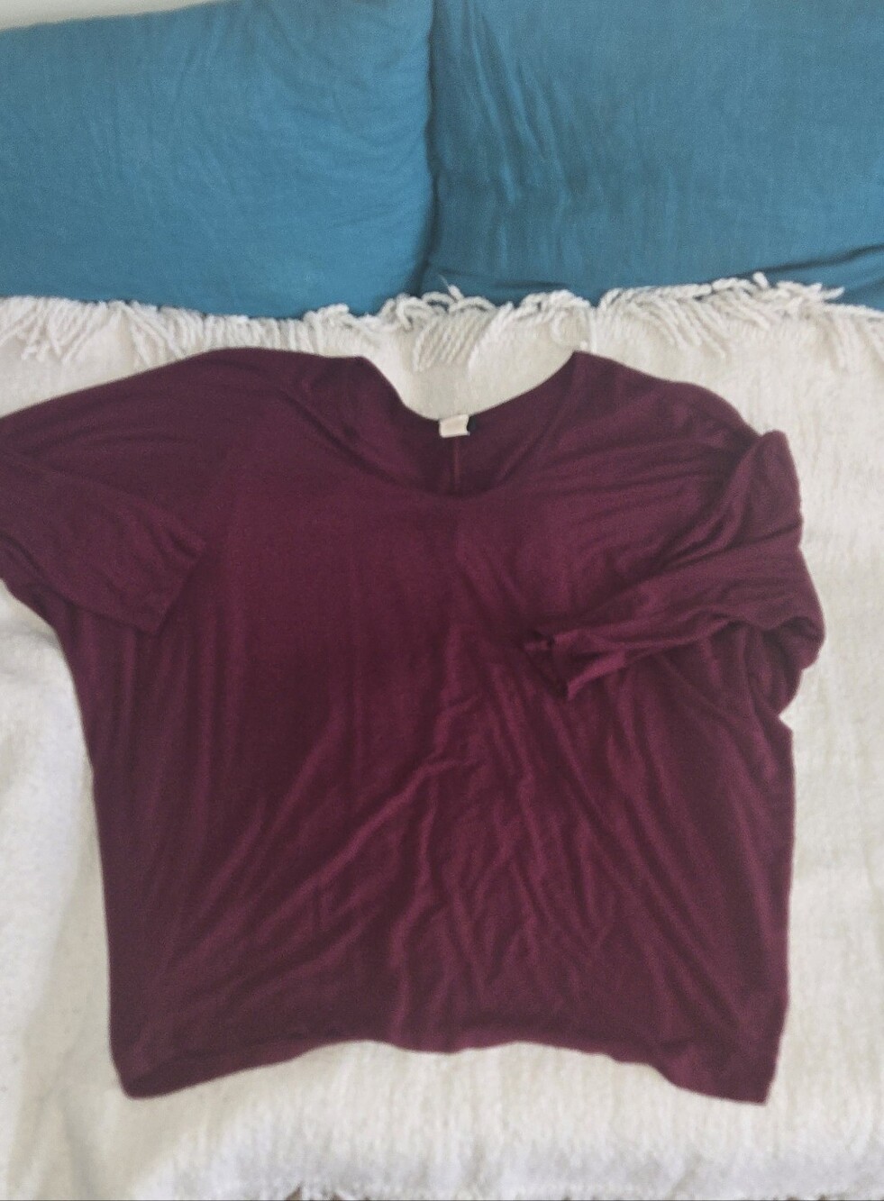 K&C Burgundy Dolman Sleeve Draped Top 3/4 Sleeve L